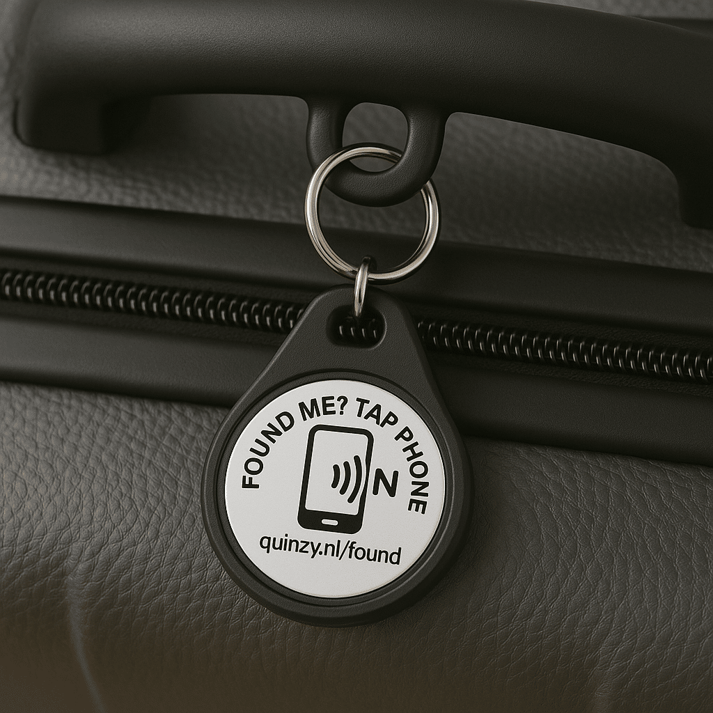 NFC sleutelhanger Found Me – Zwart voor sleutels en bagage - Afbeelding 2