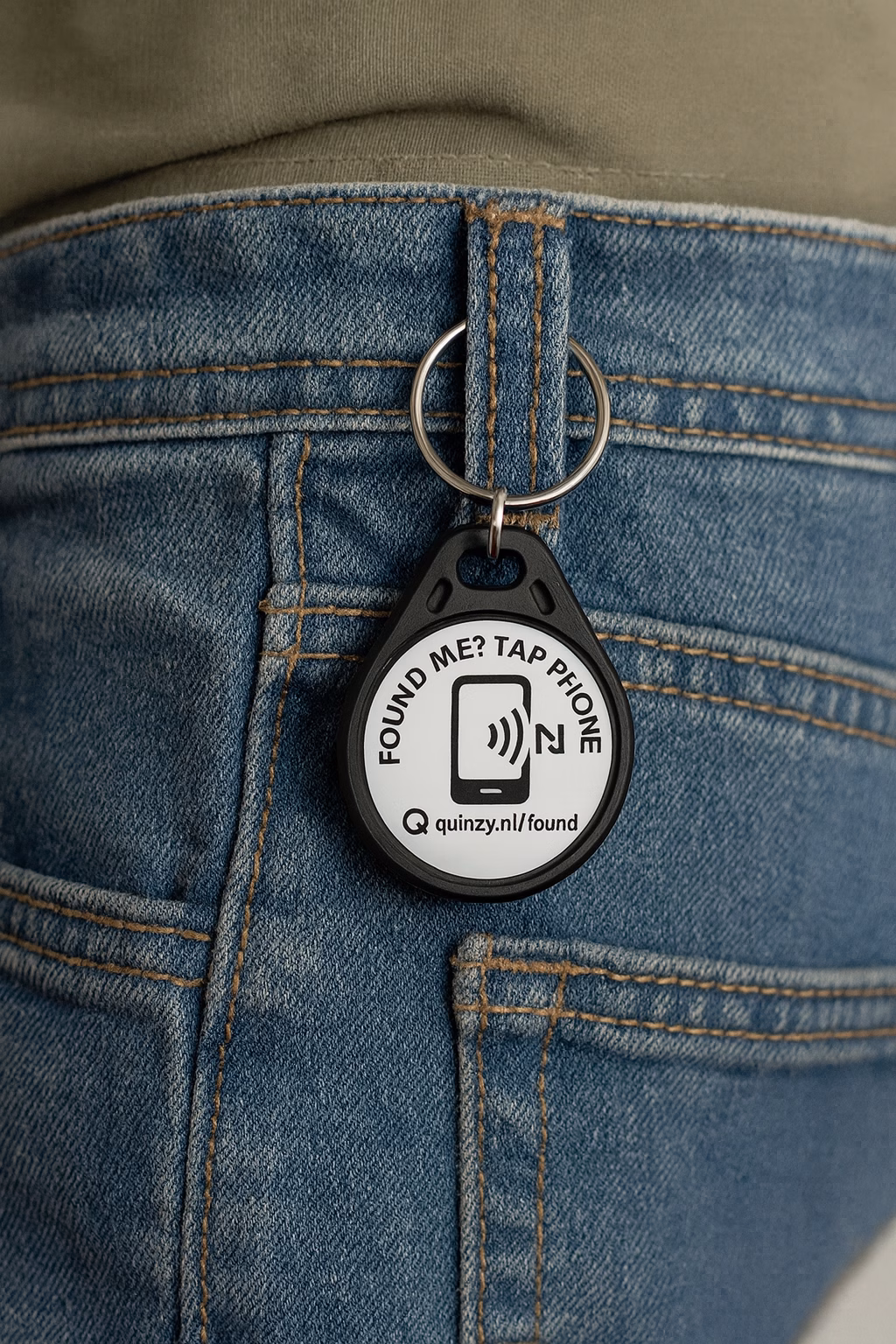 NFC sleutelhanger Found Me – Zwart voor sleutels en bagage - Afbeelding 3