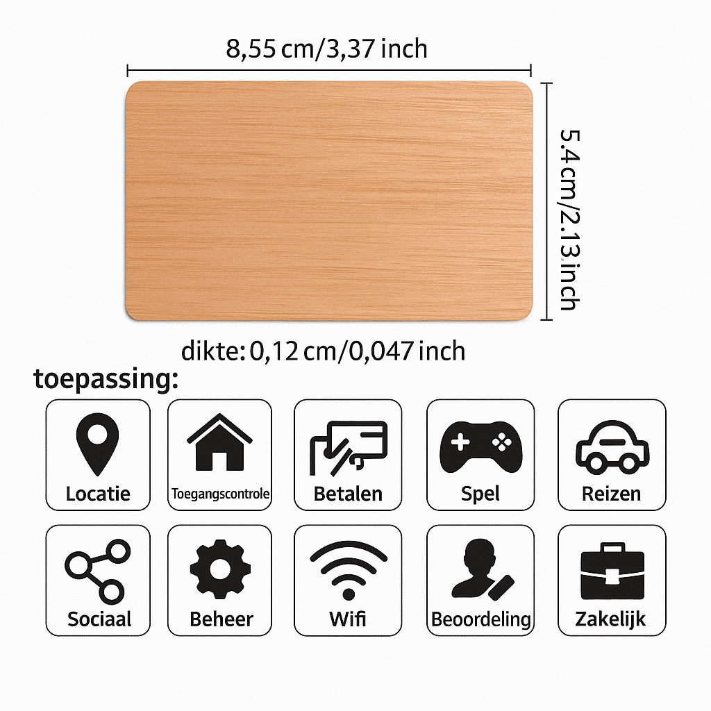 NFC visitekaart kersenhout – Blanco met NXP NTAG215 - Afbeelding 2