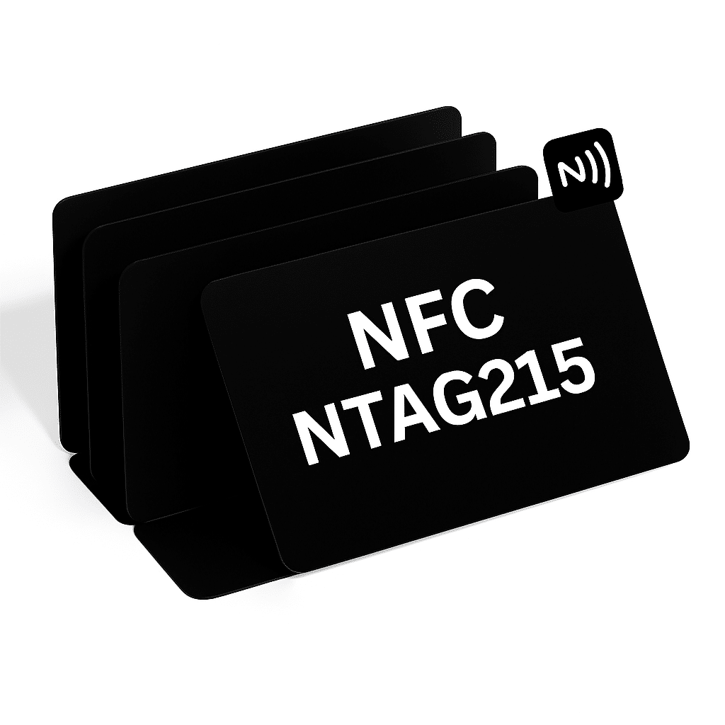 NFC kaart NTAG215 zwart met witte NFC NTAG215-aanduiding, voor meerdere zwarte kaarten
