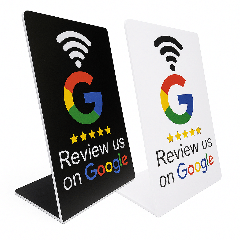 NFC Google review display tafelstandaard