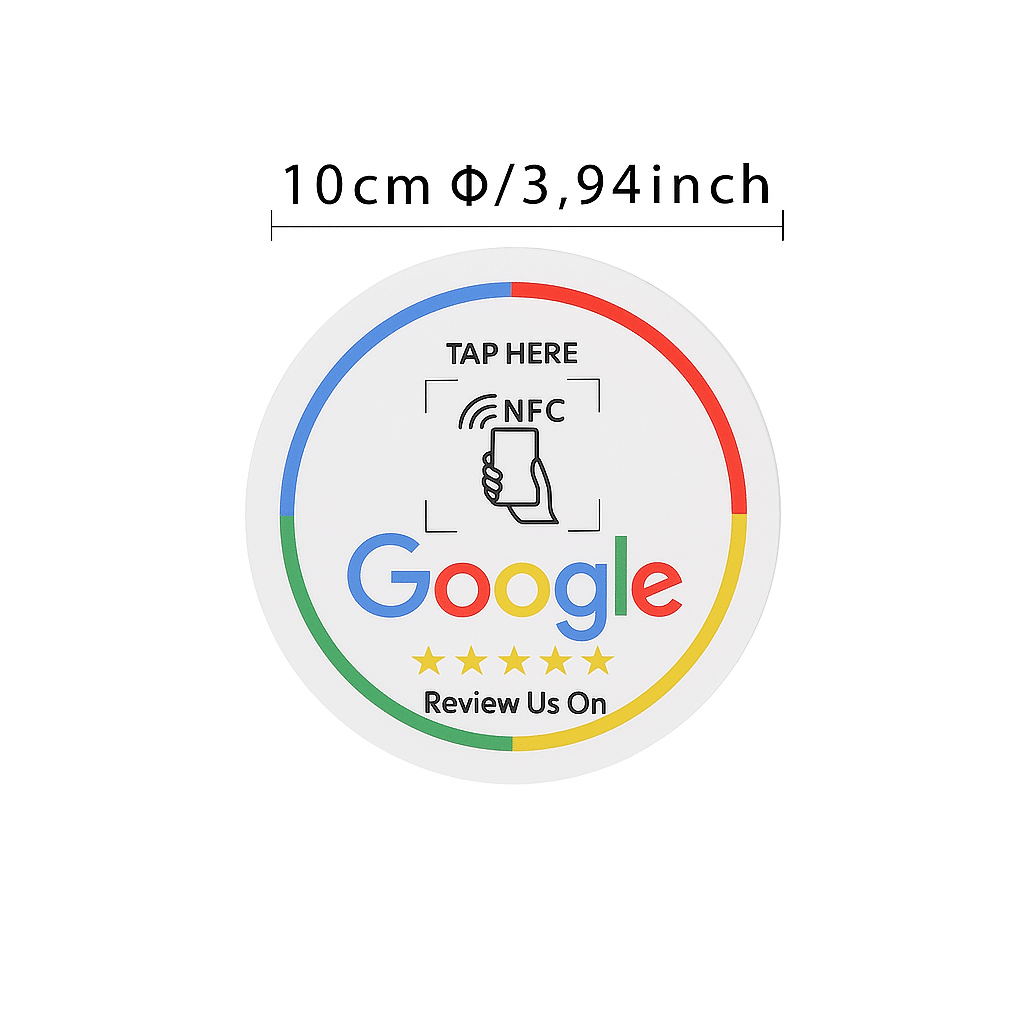 Google Review Stickers Groot Wit - 10 cm - Hard pvc - 2mm dik - 1 stuk - Afbeelding 2