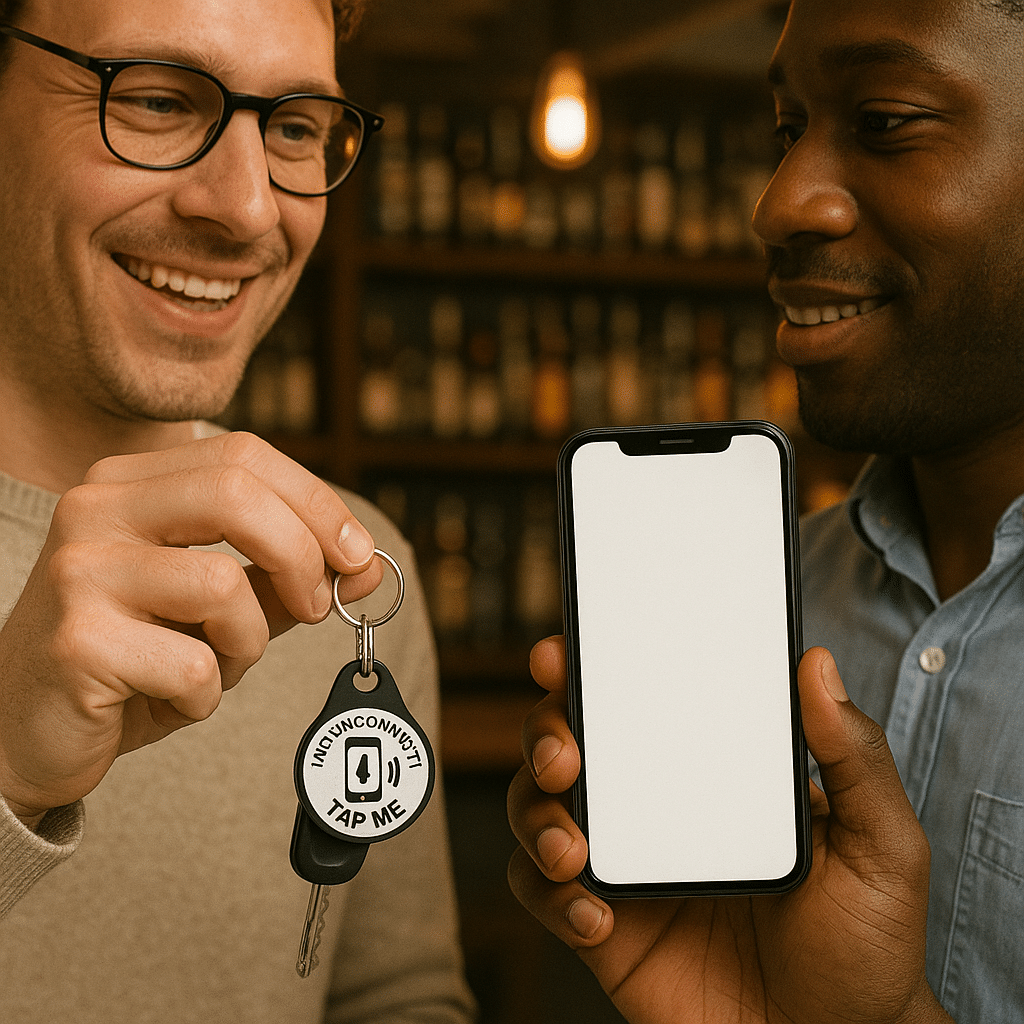 Digitale NFC Visitekaart – NTAG215 | Sleutelhanger Zwart | 32mm - Afbeelding 3
